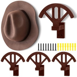Weysat 4 Pack Cowboy Hat Rack Holder Adjustable Wooden Cowboy Hat Hanger Wall Mount Stand for Wall Can Keep Original Shape 4-speed Western Storage Display for Closet Living Room Western Gift (Brown)