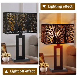 Metal Large Rectangular Lampshade For Table Lamp Floor Lamps,8"×14"×9" Black Outside Gold Inside Replacement Forest Rectangle Lamp Shade Spider Fitter