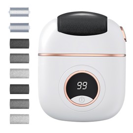 Funnaura Electric Hard Skin Remover for Feet, Foot File Grinder with 8 Replacement Rollers (White)
