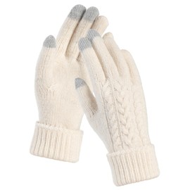 TRENDOUX Women's Winter Warm: Thermal Updated Touchscreen Winter Gloves Women, Thickened Wool Soft Elastic Thermal Gloves Softshell, Warm Lined Cold Weather Women's Gloves, White