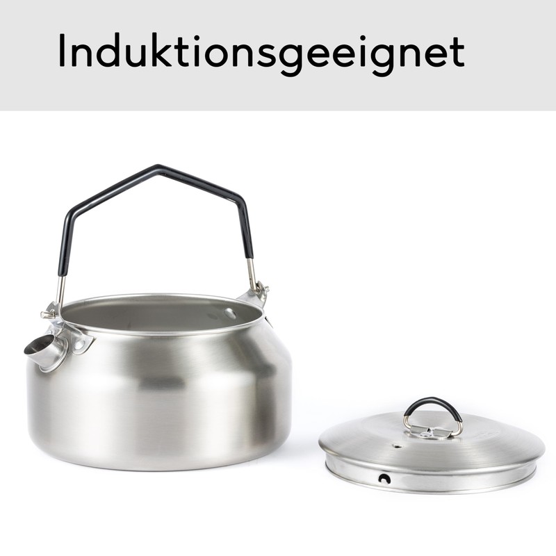Hanseküche Stainless Steel Kettle 1L Portable Camping Kettle for Outdoor