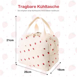 Cosswe Lunch Bag, Insulated Lunch Bag, Portable Cool Bag, Lunch Box, Foldable Insulated Bag, Picnic Bag, Leak-Proof for Work, School, Office, Picnic, Travel for Girls and Women