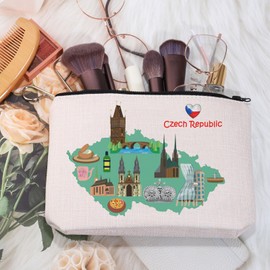 MEIKIUP Czech Republic Travel Gift Czech Republic Symbols Travel Cosmetic Bag Prague Travel Gift Czech Republic Vacation Gift (Czech Republic bag)