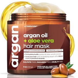 ArtNaturals Argan Oil Hair Mask - (8 Oz/226g) - Deep Conditioner - 100% Organic Jojoba Oil, Aloe Vera & Keratin - Repair Dry, Damaged Or Color Treated