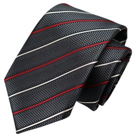 Michi Kolondon MKJ-037 Wrinkle-Resistant Bonding Processing Fabric Lined Volume, Made in Japan Necktie Brand KOSHINO Striped Pattern, 100% Silk, Unisex, gray