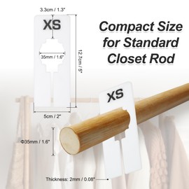 PATIKIL Clothes Dividers for Hanging Clothes, 40 Pack 8 Sizes Rectangle Pre-written Clothing Rack Dividers Size Mark Label Sorting Separator for Closet, White