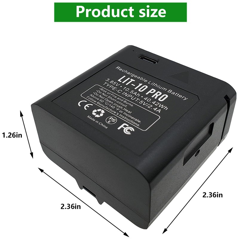 Anepoch 2-Pack LIT-10 Pro Upgrade 10500mAh Rechargeable Lithium Battery Compatible