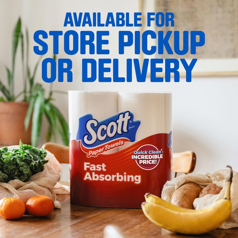 Scott Paper Towels, Choose-A-Sheet, 6 Double Rolls = 12 Regular