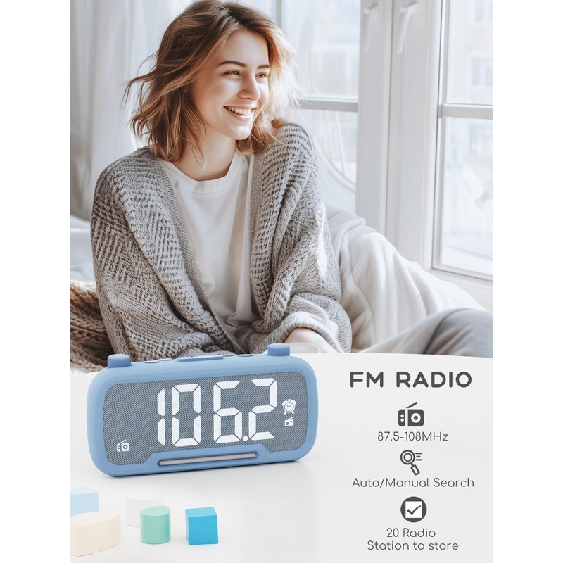 Radio Alarm Clock Besides with Bluetooth Speaker and Night Light,