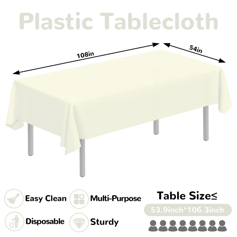 CC-SLZP 3 Pack Plastic Table Cloth Rectangle 54 x 108