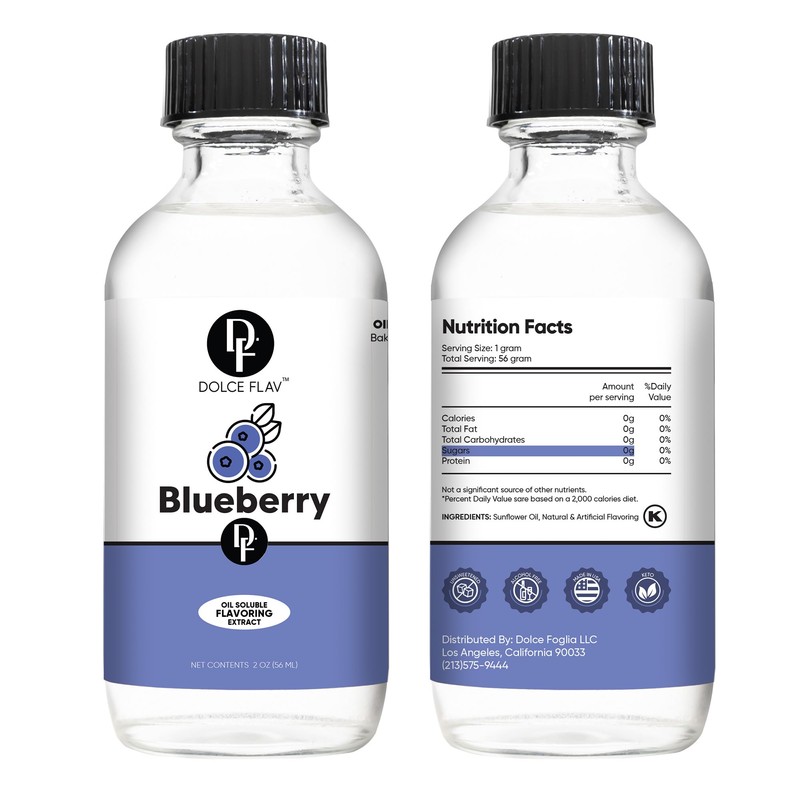 Dolce Flav Blueberry Extract - 2 Ounce Oil-Soluble Multipurpose Flavoring