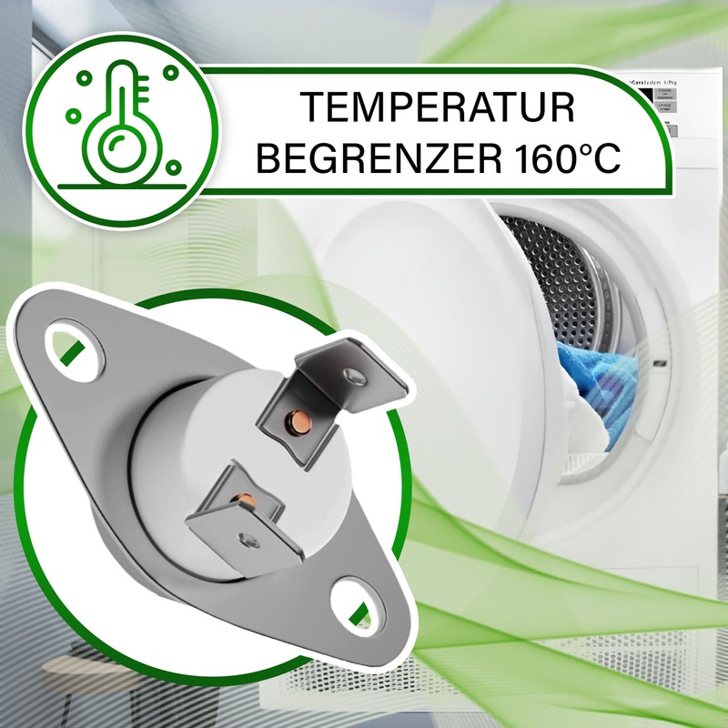 Bi-Metal Thermostat Dryer Universal Temperature Limiter 160°C Connections 2 x