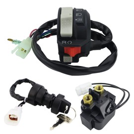 STABSOLI Left Handlebar Switch & Solenoid Relay & Ignition Switch for Yamaha Kodiak 400 1993-1995 Big Bear 350 1995-1996 Moto-4 350 1995 Warrior 350 1996-2001 4GB-83973-09-00