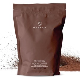 Nabela Mushroom Mocha Coffee | Instant Roasted Blend Coffee | Arabic & Colombian Coffee, Coffee with Mushroom | 30 Servings