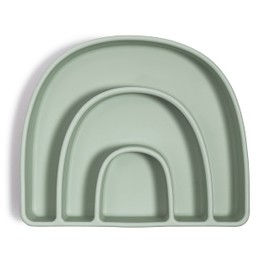 AVA + OLIVER Silicone Rainbow Plate | BPA-Free Divided Design with Non-Slip Suction Base (Mint)