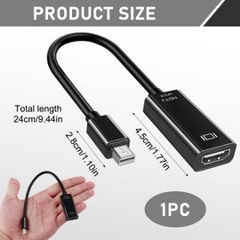 MxyVrix Mini DisplayPort to HDMI Adapter, Thunderbolt 2 (Mini DP) to HDMI Adapter with Nylon Jacket Suitable for MacBook Air/Pro, Surface Pro, Monitor, Projector - 20cm, Grey