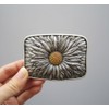 Vintage Silver Plated Rhinestones Blooming Daisy Bling Belt Buckle