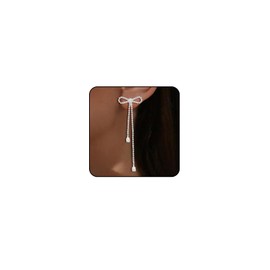 Silver Bow Earrings for Women Sparkle Earrings Long Silver Earrings Dangle Rhinestone Drop Earrings Bling Gold Bowknot Earrings Gold Dangle Earrings