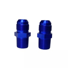 Mvated 2Pcs AN10 10AN To 1/2” NPT Male Straight Adapter Flare Fitting Blue Aluminum