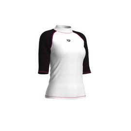 ARENA Women's Rash Vest S/S Graphic Rash Guard Shirt, white-black