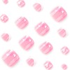 24 Pcs Pink Press On Toenails for Women,YEFIUO Acrylic Fake