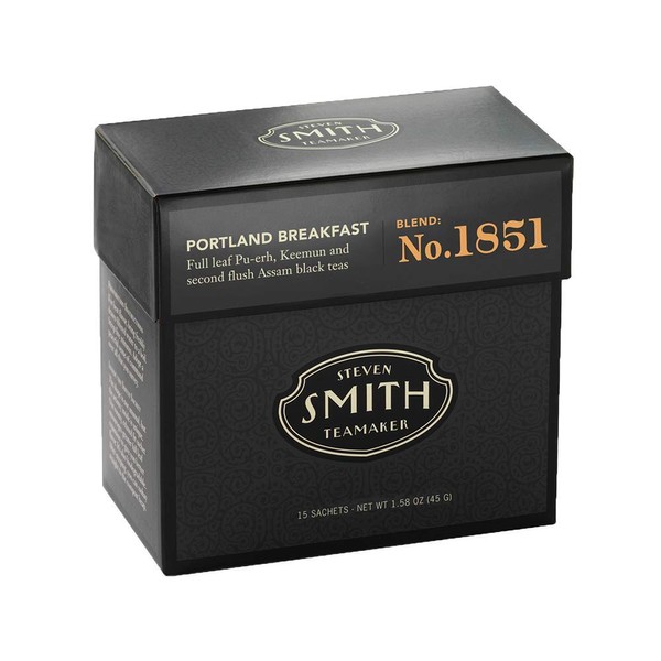 Smith Teamaker Portland Breakfast Tea Blend No. 1851 (Full Leaf Black Tea), 1.58 oz Bags, 15 Count