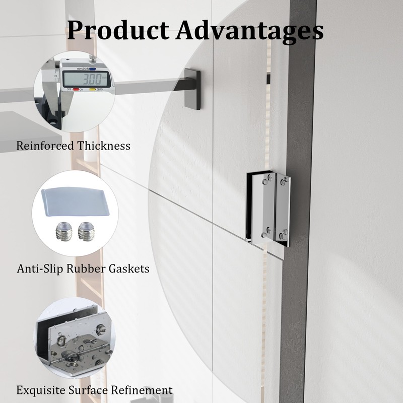 Alise Glass Shelf Brackets 2Pcs, Adjustable Shower Glass Clamps, Heavy