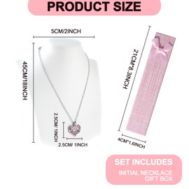 YRYUNRUI Necklaces for Women, Silver Love Heart Necklace with Box, Pink Crystal Pendant Necklace Girls Jewellery, Friendship Necklaces for Engagement Birthday Gifts