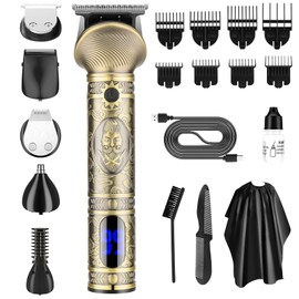 Qreeyx® - Kit de cortadora de barba para hombre, cortadora de pelo profesional 6 en 1, multipeluquero inalámbrico, kit de aseo para barba, cara, cuerpo, nariz, cara, maquinilla de afeitar eléctrica como regalo para él