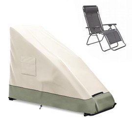 Alickwang Zero Gravity Chair Cover,Outdoor Heavy Duty 600D Waterproof Zero Gravity Lounge Chair Cover,Patio Folding Zero Gravity Recliner Cover.Beige & Green,35" L x 26" W x 45" H.