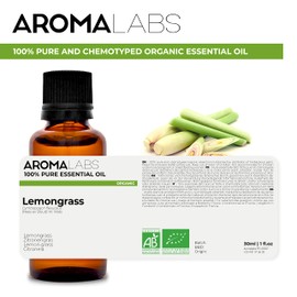 BIO - Lemongrass Essential Oil - 30mL - 100% Pure, Natural, Chemotyped and AB Certified - Aroma Labs (French Brand)