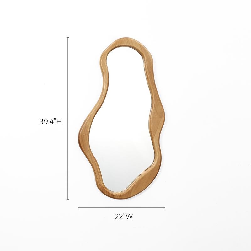 LuxenHome Flow Wood Frame Oval Wall Mirror