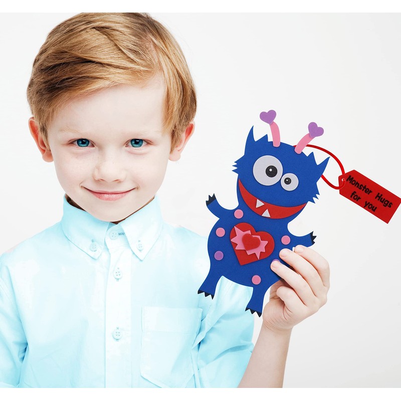 4E's Novelty Valentines Monster Craft Ornament (12 Pack) Foam Valentines