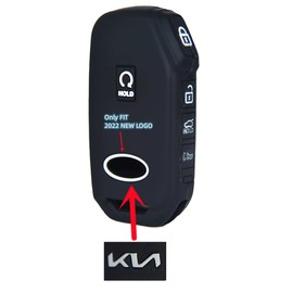 Silicone Smart Key Fob Cover Compatible with 2022 2023 Kia Telluride Soul Cadenza Sorento K5 Seltos (New Logo)（5 Buttons） (5 Bttons, Black-R+Black)