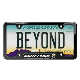 iPick Image Compatible with Dodge Scat-Pack Full Color Real Carbon Fiber Insert Black 50 States Stainless Steel License Plate Frame