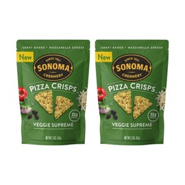 Sonoma Creamery Pizza Crisps, Veggie Supreme, Savory Snack Cracker, High Protein, Low Carb, Gluten Free, Wheat Free, Keto Friendly, 2 Oz (Pack of 2)