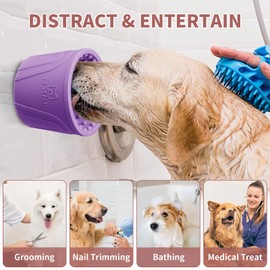 Dog Lick Bowl, Bestalk Anxiety Relief Slow Feeder Dog Freeze Lick Mat Treat Dispenser, Non-Slip Licking Bowl Enrichment Toys for Small Medium and Large Breed Dogs, BPA Free Silicone(Purple,S)