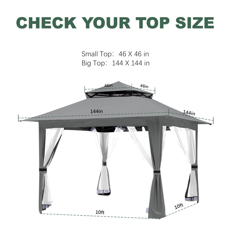 Grey Gazebo Replacement Cover Compatible with ABC 13x13 Pop Up