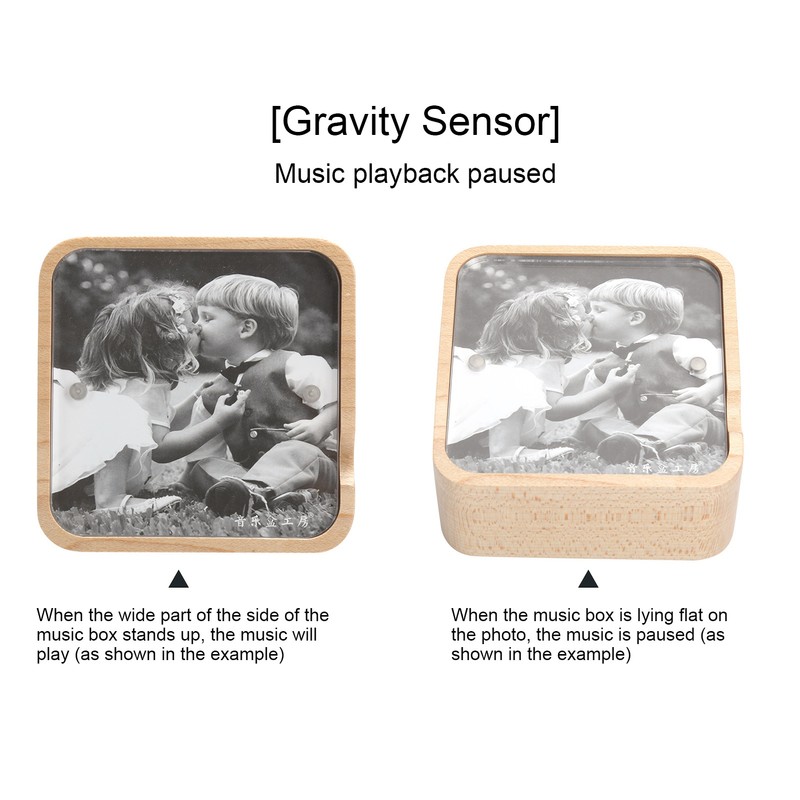 Music Box Gravity Sensor Wooden Photo Frame Musical Box for