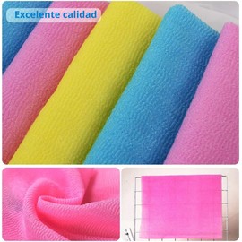 Triko Paquete de 3 Toallas Exfoliantes Corporales 90x30 cm, Paño de Baño, Esponja de Lufa, Esponja Exfoliante de Malla para Ducha, Secado Rápido, Sacate para Cuerpo y Espalda