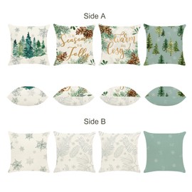 Bonhause Winter Pine Tree Cushion Covers 45 x 45 cm Double Sided Decorative Throw Pillow Covers Pillowcases for Sofa Bed Home Winter Holiday Decor Set of 4