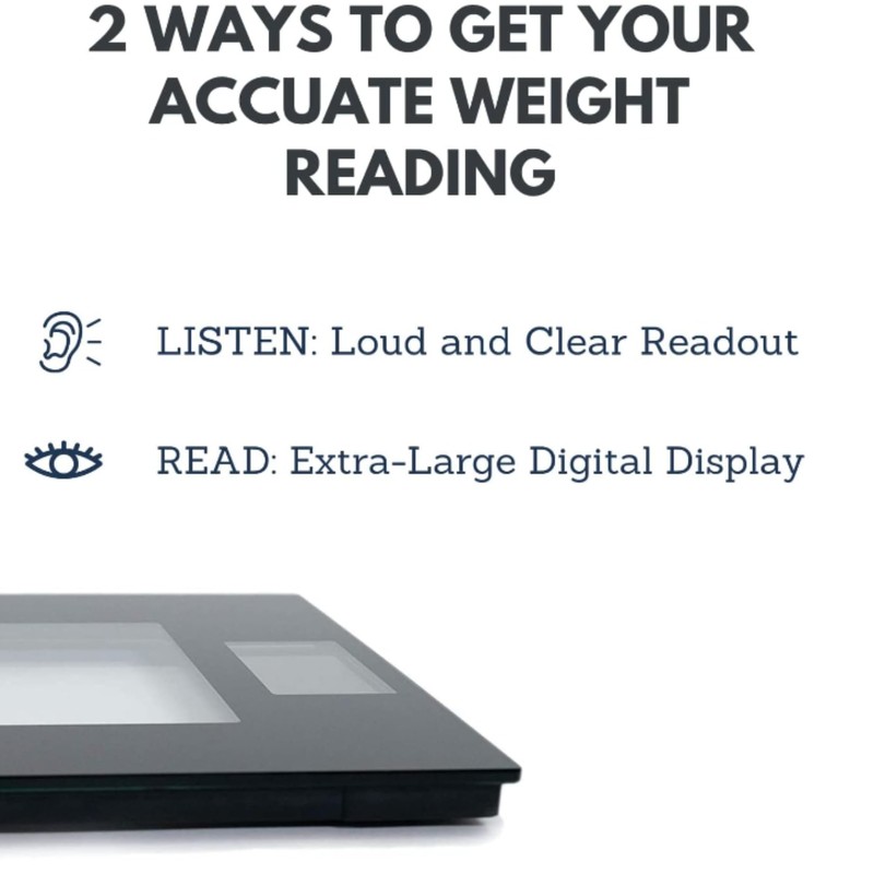 Talking Digital Scale Extra Wide Glass - Accurate Visual &