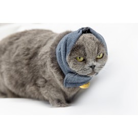 DDFS Cat Hematoma Ear Wrap,Cat No Flap Ear Wrap Anxiety & Stress Relief - Ear Flap Wrap Hoodie for Cat Surgery Recovery Grey S