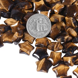 Amogeeli 10pcs Mini Polished Tiger's Eye Crystal Star Shaped Palm Pocket Stone Decoration for Home Desk Table Meditation Reiki