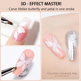 MOLILON Triangular Pyramid Nail Brush for Acrylic Nails, Detail Nails Painting Brushes Tools for Flower, Petal & Butterfly Design, Acrylic/Gel Polish 3D Nail Art Brushes for DIY & Salon Use (Pink)