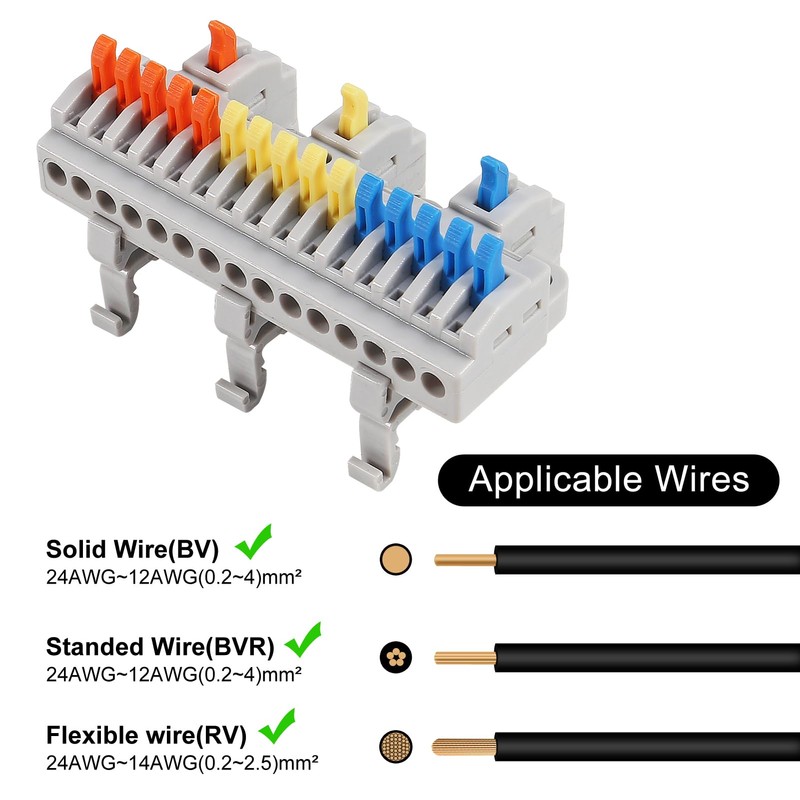 AITRIP 10pcs DIN Rail Terminal Blocks, DIY Splicing Wire Connectors