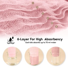 Yoofoss Muslin Baby Bibs 10 Pack 100% Organic Cotton 6-Layer Soft Absorbent Drool Bandana Baby Bibs for Drooling and Teething for Boys and Girls, Pink Flower