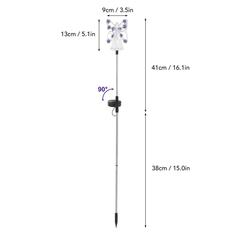 2 Pack LED Solar Angel Lights Solar Powered White Light