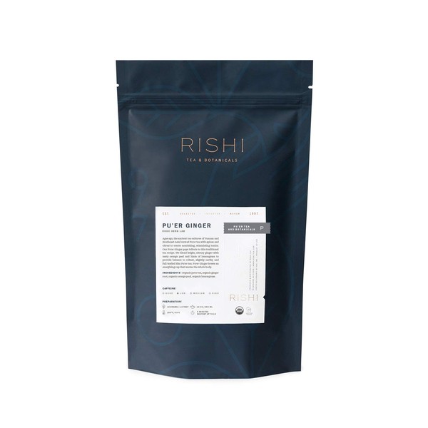 Rishi Tea Organic, Pu-erh Jengibre, 1 libra