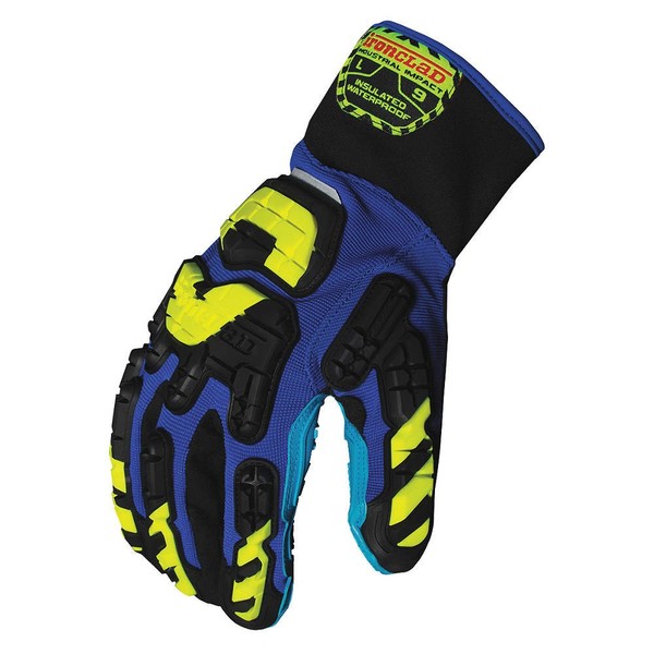 Anti-Vibration Gloves, L, Blue/Blk/Yllw, PR